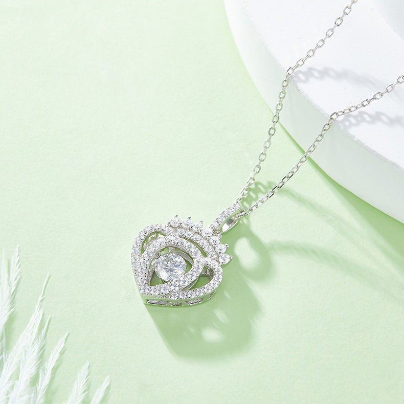Luxury Necklace Set With Top-quality Moissanite, S925 Silver Electroplated With Platinum