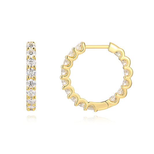 Luxury Silver Stud Earrings, S925 Silver Plated With Gold, Set With Top-quality Moissanite