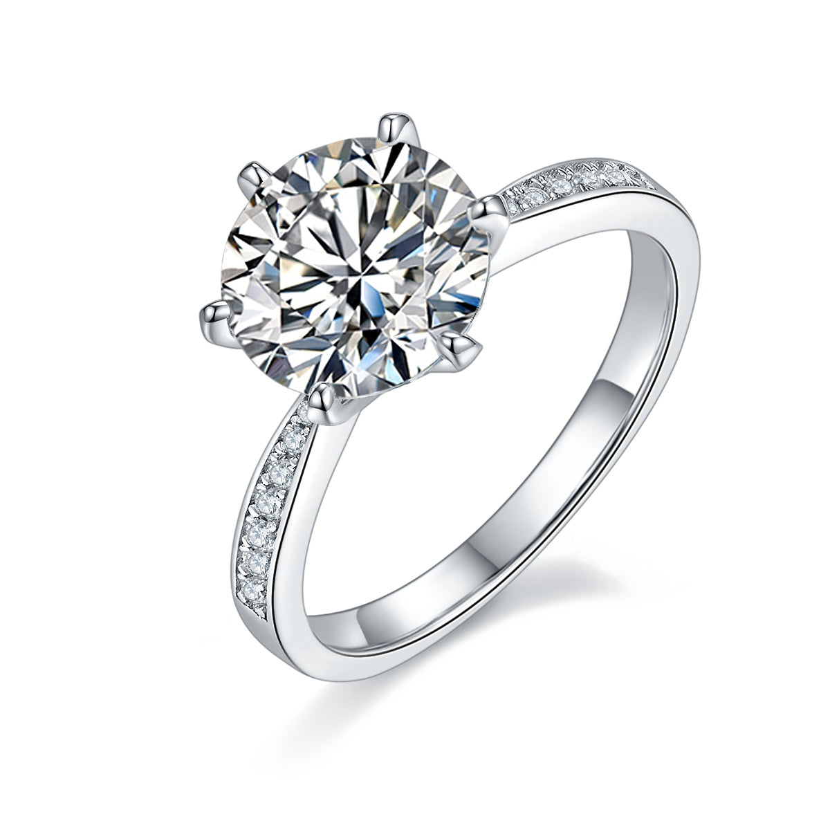 A 3-carat Luxury Silver Ring Set With Top-quality Moissanite D Color VVS , S925 Silver Plated With Platinum