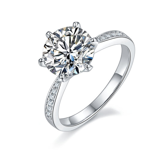 A 3-carat Luxury Silver Ring Set With Top-quality Moissanite D Color VVS , S925 Silver Plated With Platinum
