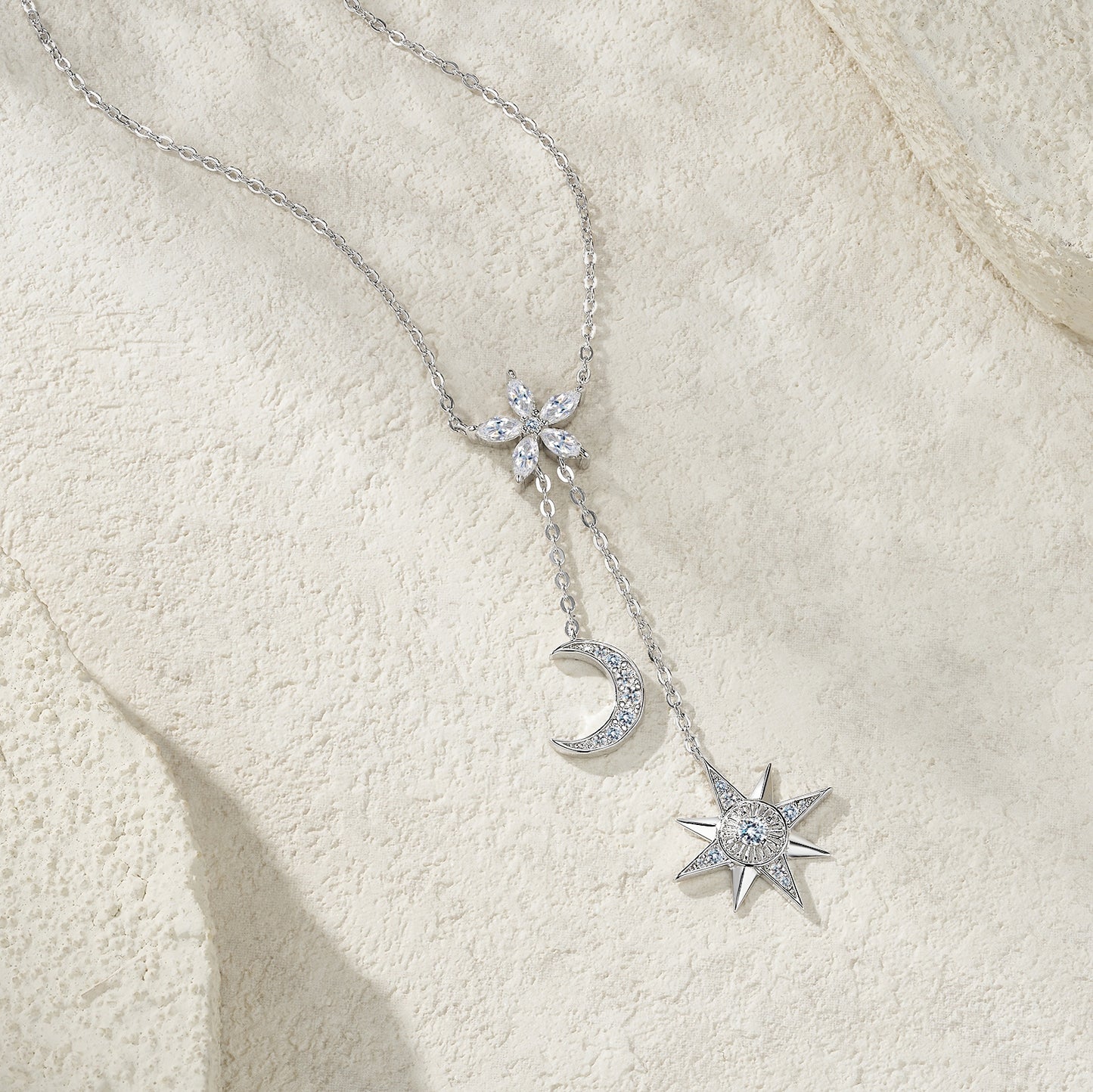 Luxury Silver Necklace Set With Top-quality Moissanite, Made Of S925 Silver Electroplated With Platinum.