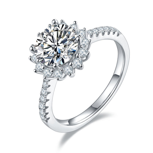2-carat Luxury Silver Ring Set With Top-quality Moissanite D Color VVS, S925 Silver Plated With Platinum