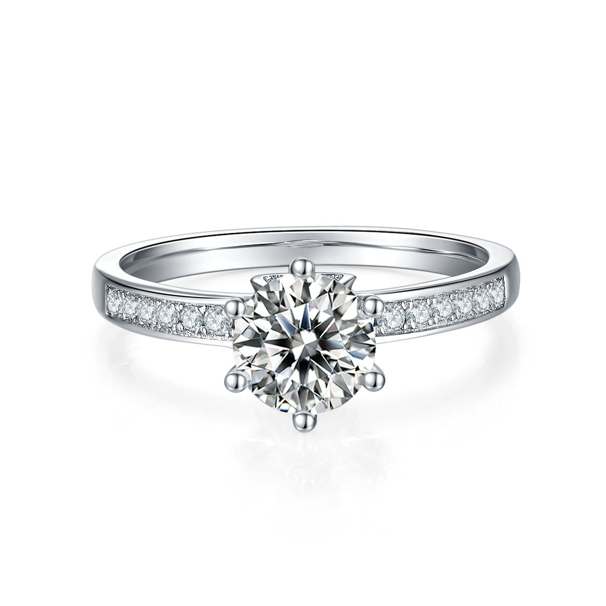 1-carat Luxury Silver Ring Set With Top-quality Moissanite, S925 Silver Plated Platinum