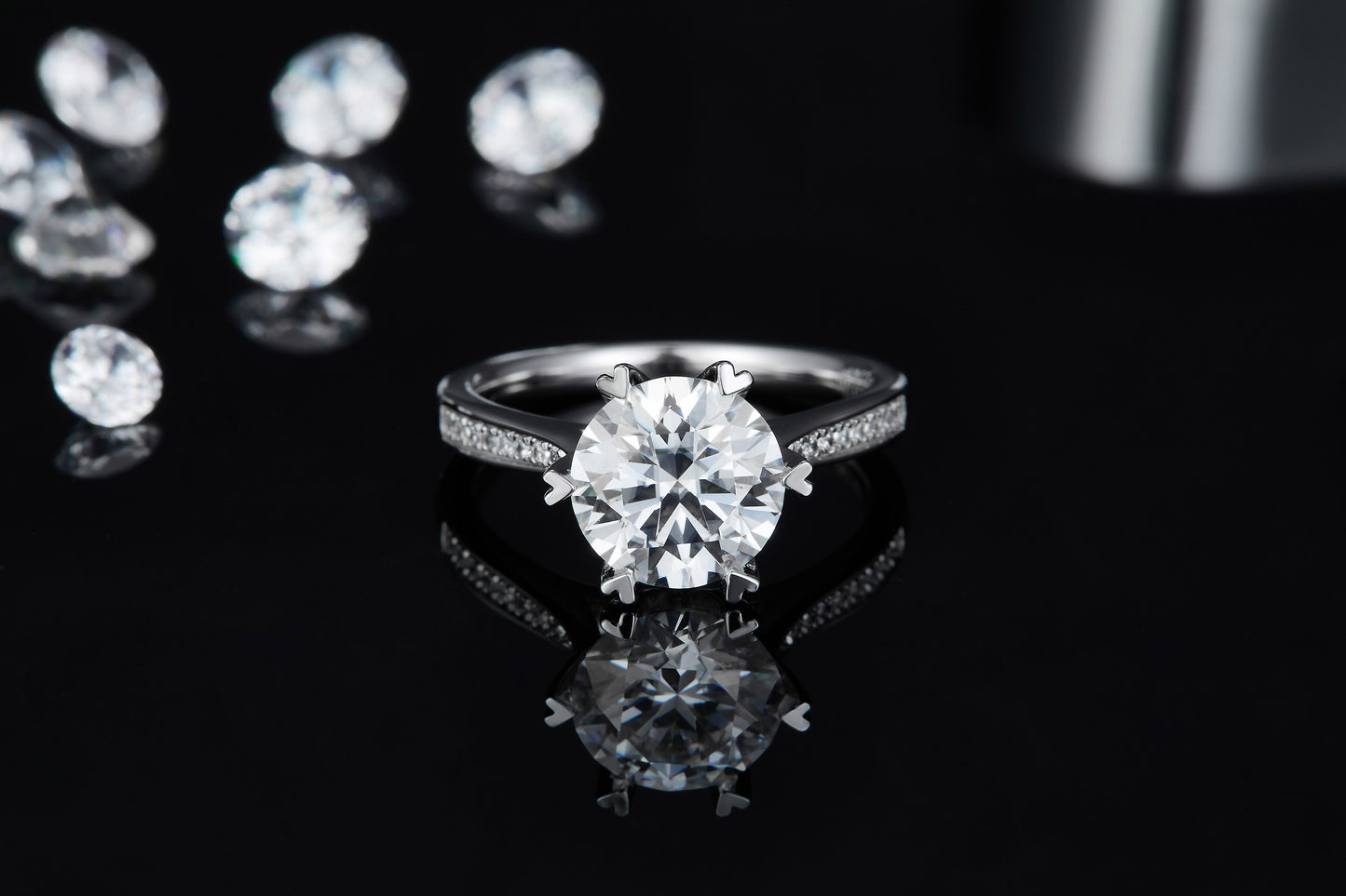 3-carat Luxury Silver Ring Set With Top-quality Moissanite D Color VVS, S925 Silver Plated With Platinum