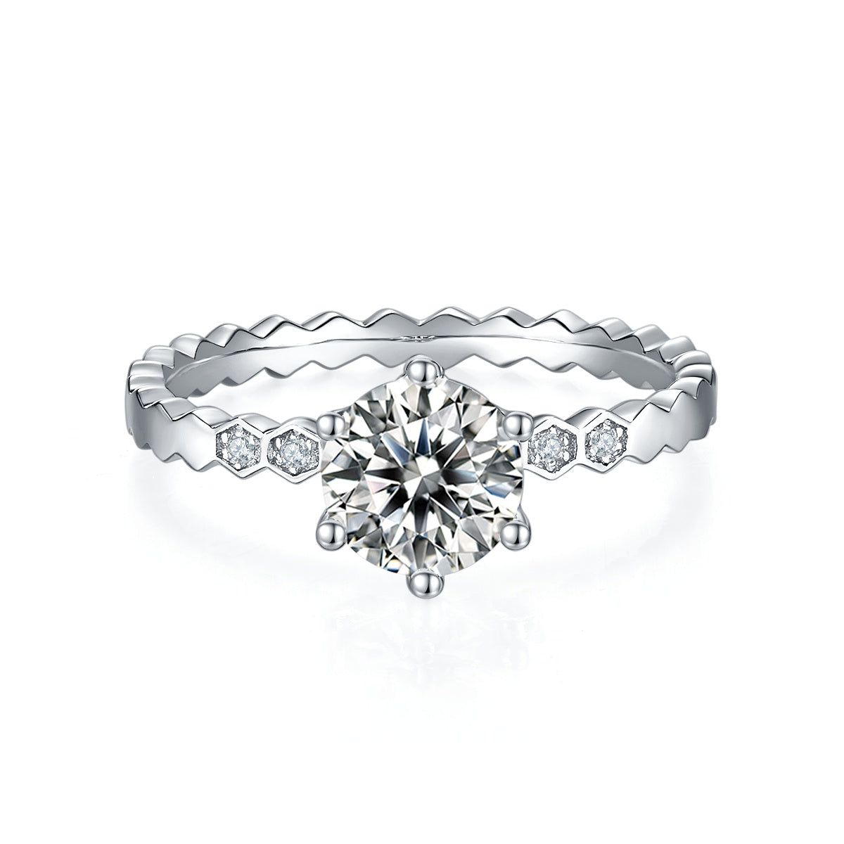 1-carat Luxury Luxury Silver Ring Set With Top-quality Moissanite D Color VVS  , S925 Silver Plated Platinum