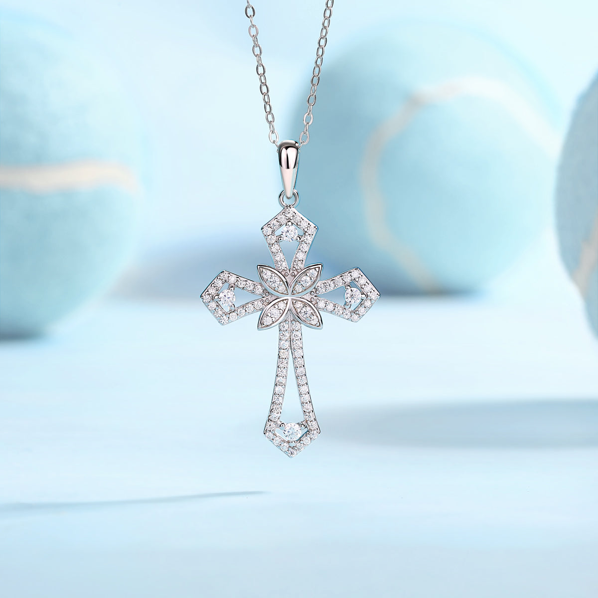 Luxury Silver Pendant Featuring Top-quality Moissanite D Color VVS,  S925 Silver Electroplated Over Platinum.