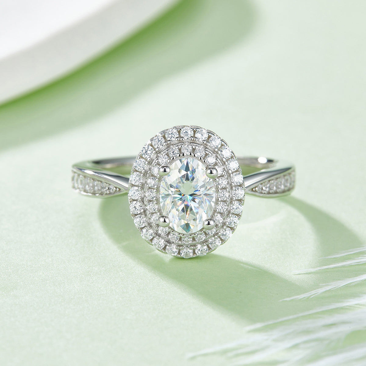 Egg-shaped Moissanite Set With Top-quality Moissanite D Color VVS , Luxury Silver Ring S925 Silver Plated With Platinum