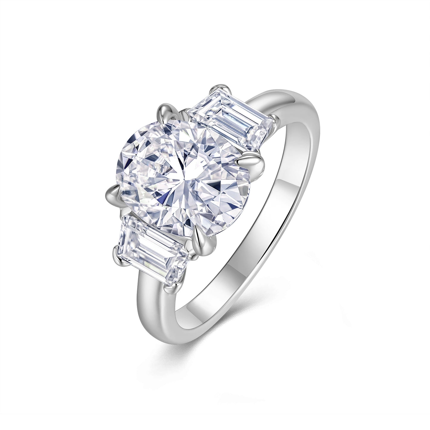 Egg-shaped Moissanite Set With Top-quality Moissanite , Luxury Silver Ring S925 Silver Plated With Platinum