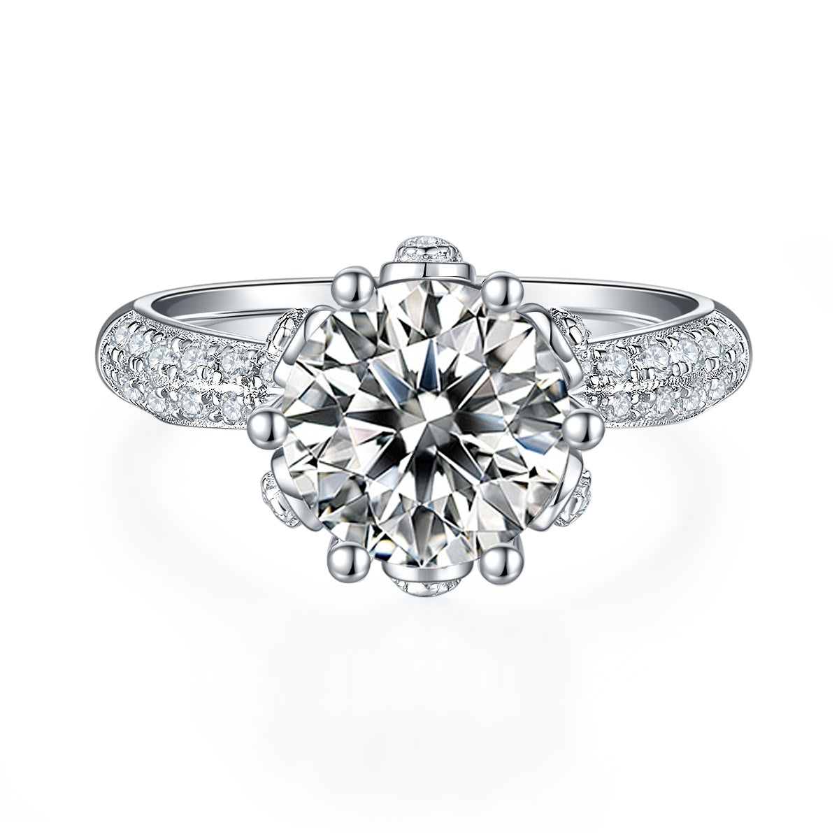 3-carat Luxury  Silver Ring Set With Top-quality Moissanite D Color VVS, S925 Silver Plated With Platinum