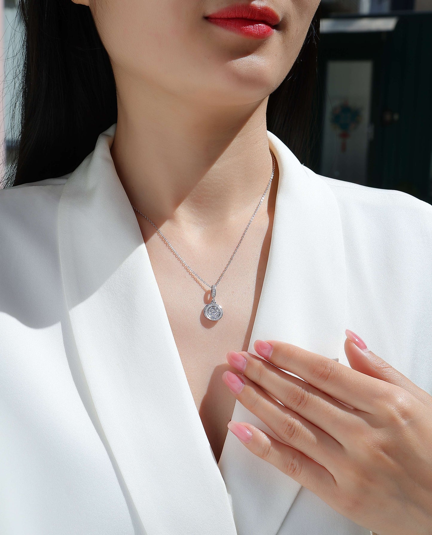 【Double Ring Combination】Luxury Moissanite Pendant Necklace – S925 Sterling Silver, Platinum-Plated
