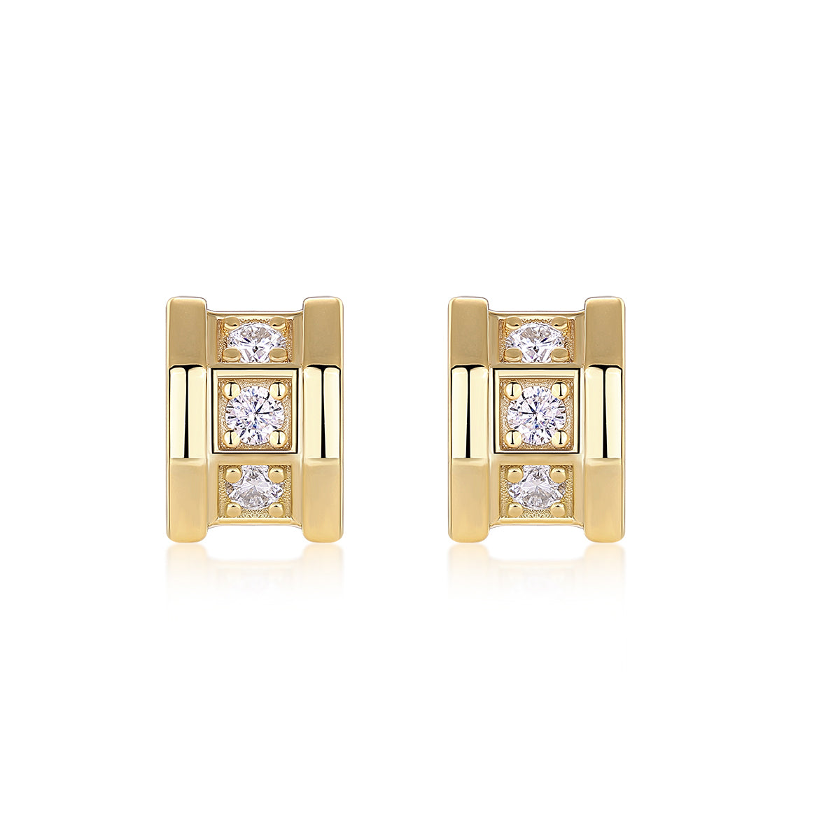 Geometric Heart - Premium Moissanite Luxury Silver Stud Earrings S925 Silver Electroplated Gold