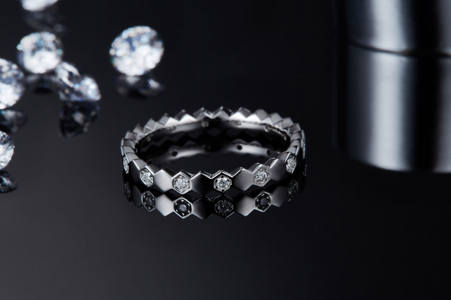 Bee Dance Of Light And Shadow - Luxury Ring Set With Top-quality Moissanite S925 Silver And Platinum-plated