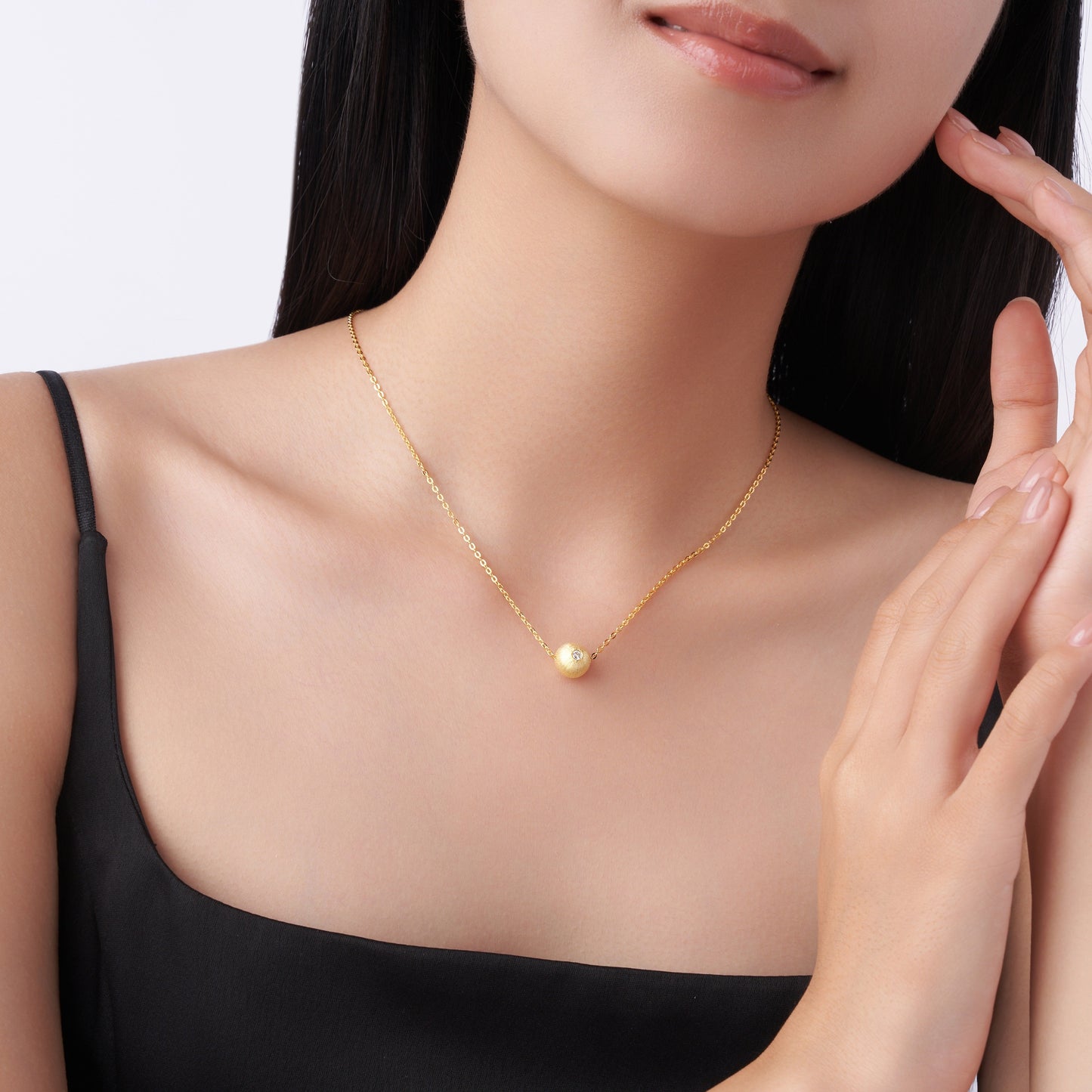 Good Fortune Flows - Stylish Moissanite Pendant , S925 Sterling Silver, Gold-Plated Finish