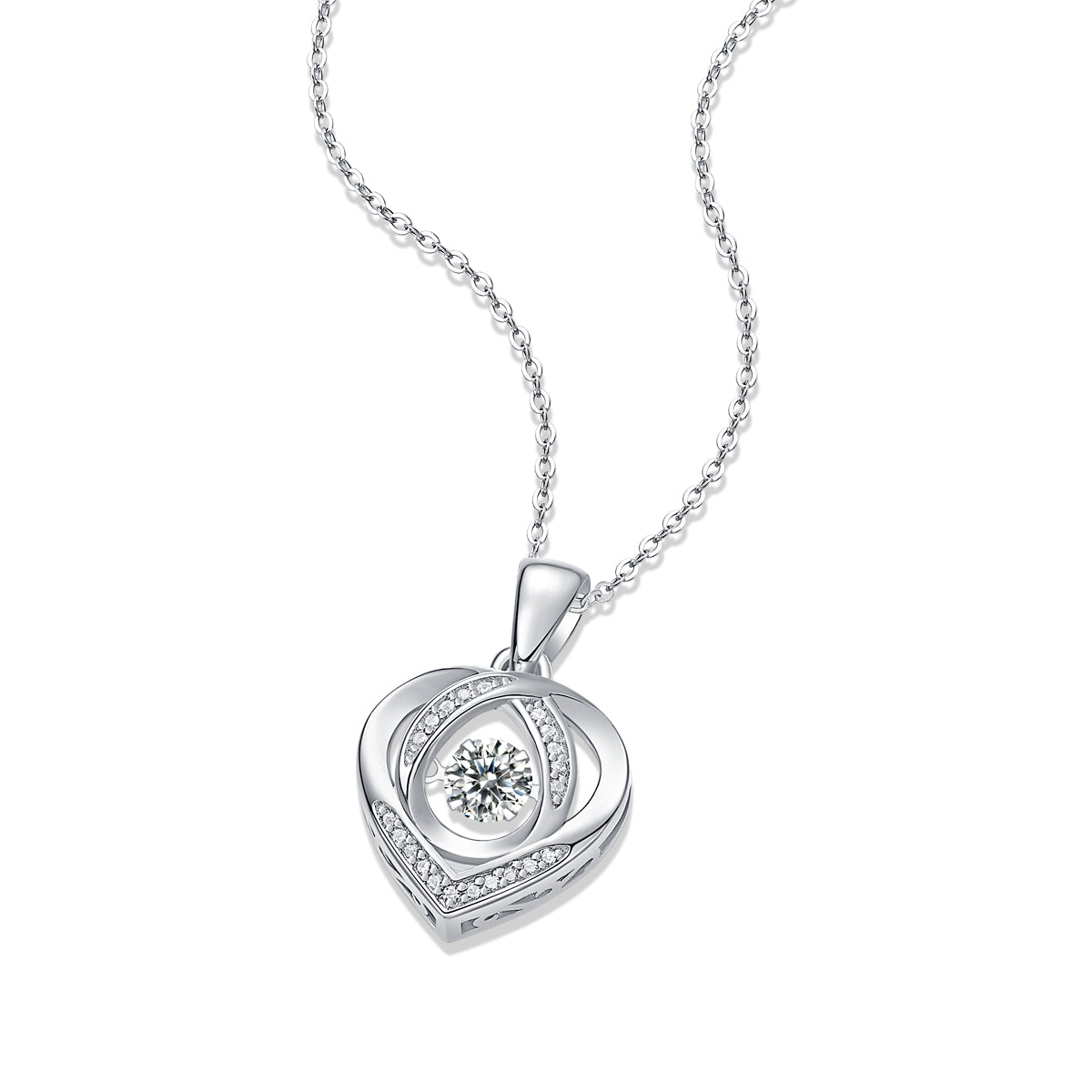 With You In My Heart - S925 Silver Moissanite Necklace, Platinum-Plated Luxury Pendant