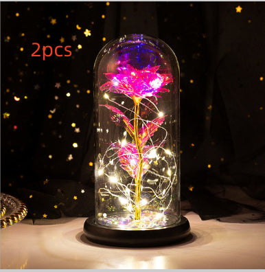Galaxy Enchanted Rose in Glass Dome with LED Lights | Forever Flower Gift