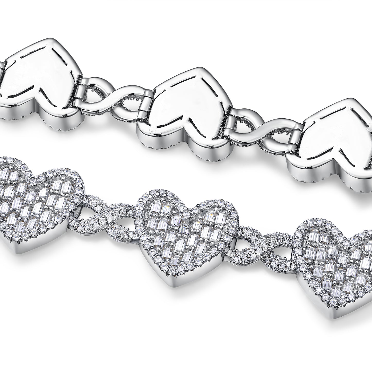 Luxury Silver Bracelet Featuring Top-quality Moissanite, Made Of S925 Silver Electroplated With Platinum.