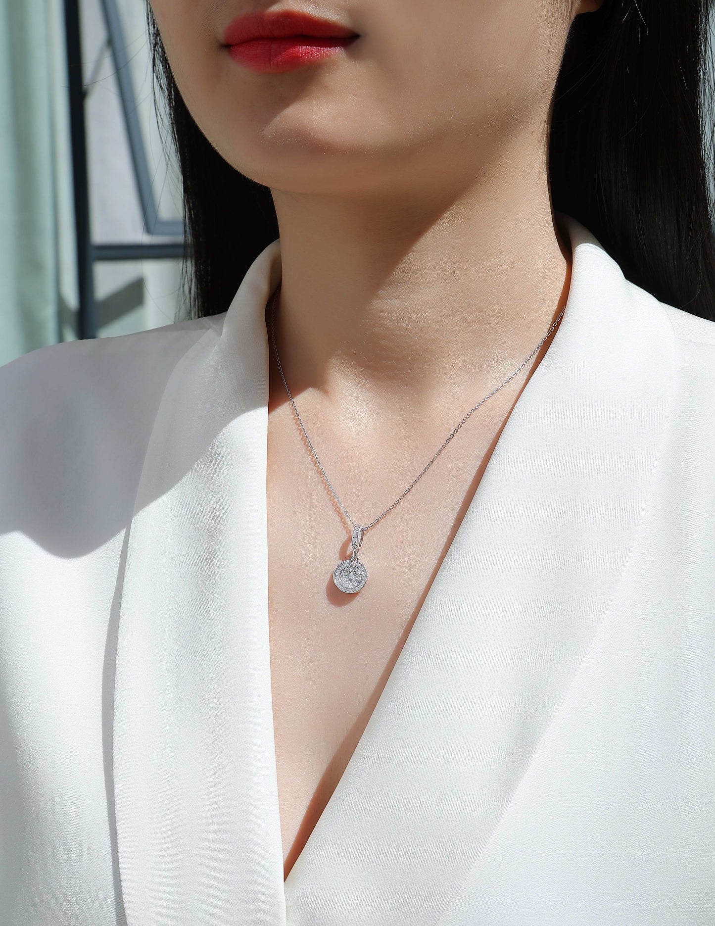 【Double Ring Combination】Luxury Moissanite Pendant Necklace – S925 Sterling Silver, Platinum-Plated