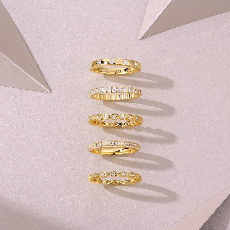 Golden Music - Luxury Silver Ring Set With Top-quality Moissanite D Color VVS,  S925 Silver And Gold-plated