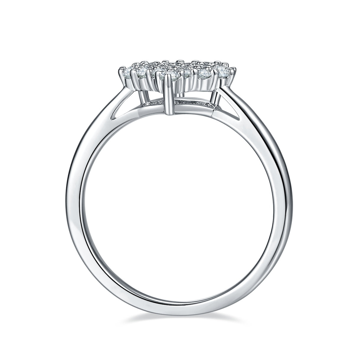 Luxury Silver Ring Set With Top-quality Moissanite, S925 Silver Plated With Platinum