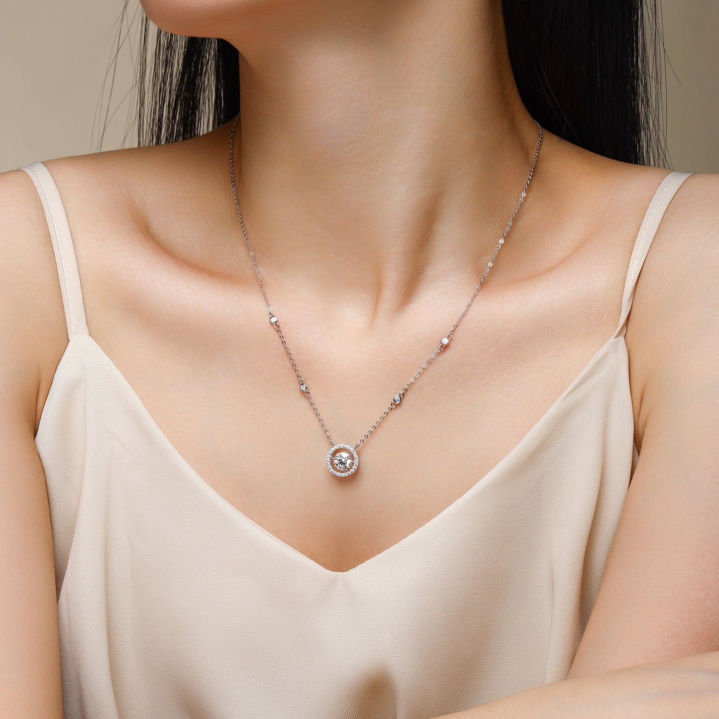 Luxury Necklace Set With Top-quality Moissanite D Color VVS1 , S925 Silver Plated Platinum,