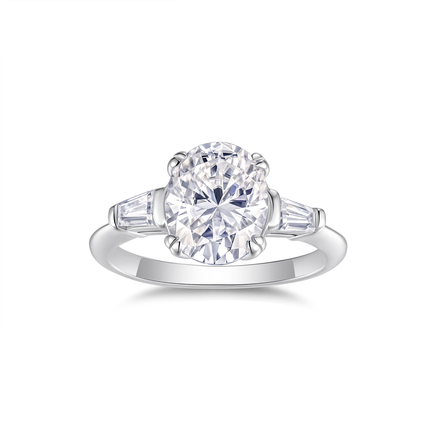 Egg-shaped Moissanite Set With Top-quality Moissanite D Color VVS , Luxury Silver Ring S925 Silver Plated With Platinum