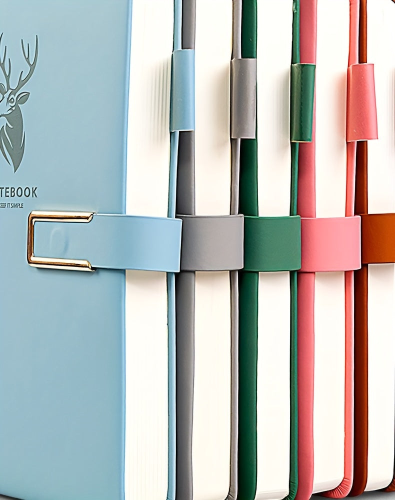 Carnet A5 de 360 ​​pages en similicuir premium avec boucle et motif tête de cerf 
