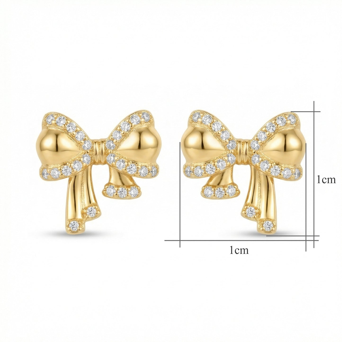 925 Sterling Silver Shimmering Ribbon Bow Stud Earrings with Radiant Clear Stone Embellishments