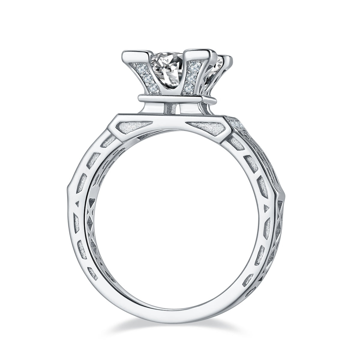 1-carat Luxury Silver Ring Set With Top-quality Moissanite D Color VVS, S925 Silver Plated Platinum