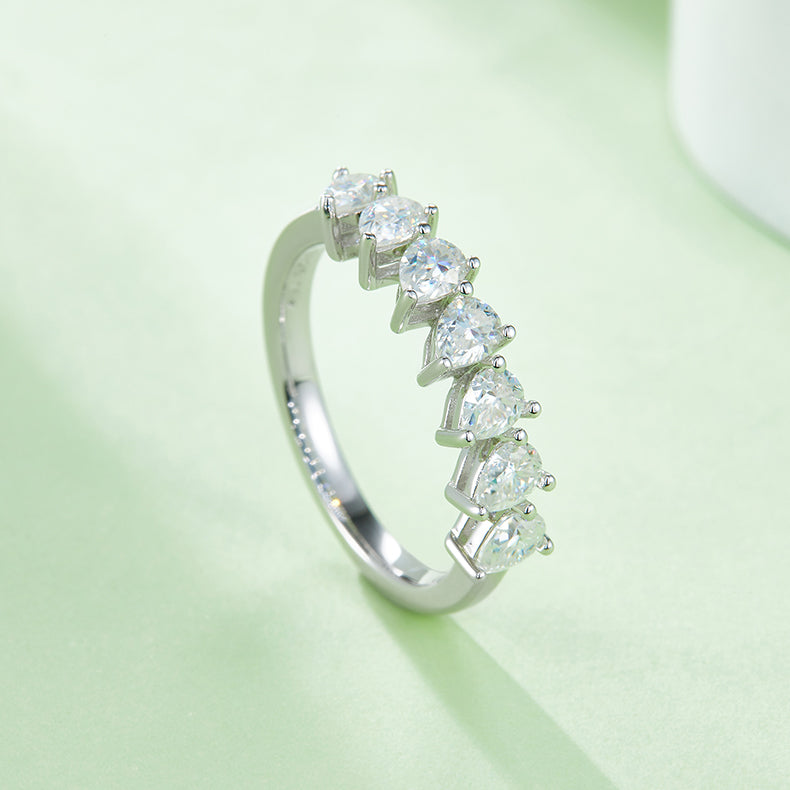 Luxury Silver Ring Set With Top-quality Moissanite, S925 Silver Plated With Platinum