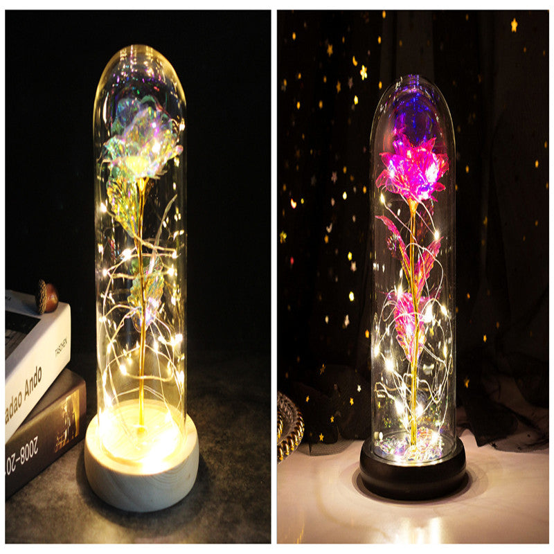 Galaxy Enchanted Rose in Glass Dome with LED Lights | Forever Flower Gift