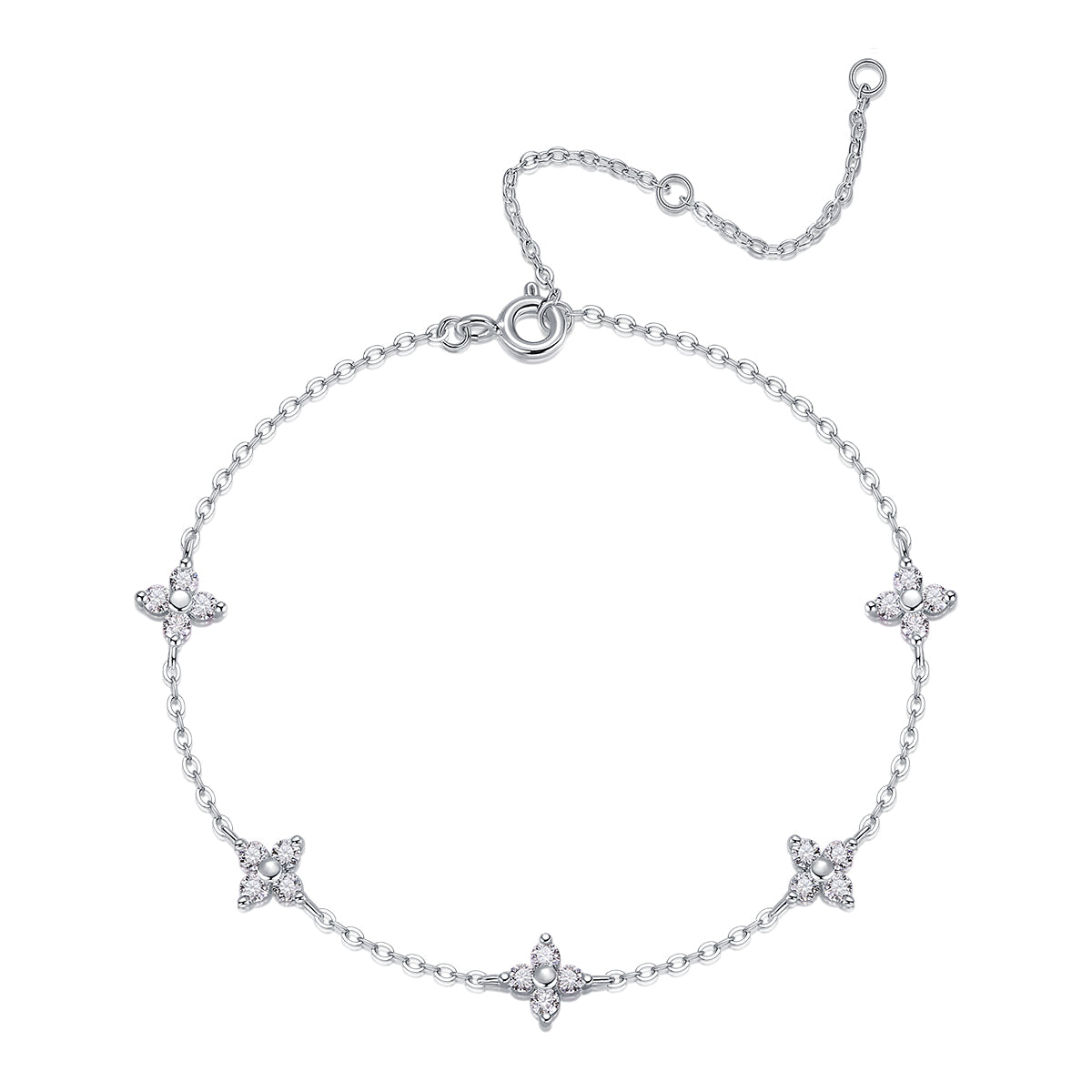 Luxury Silver Bracelet Set With Top-quality Moissanite, S925 Silver Electroplated With Platinum