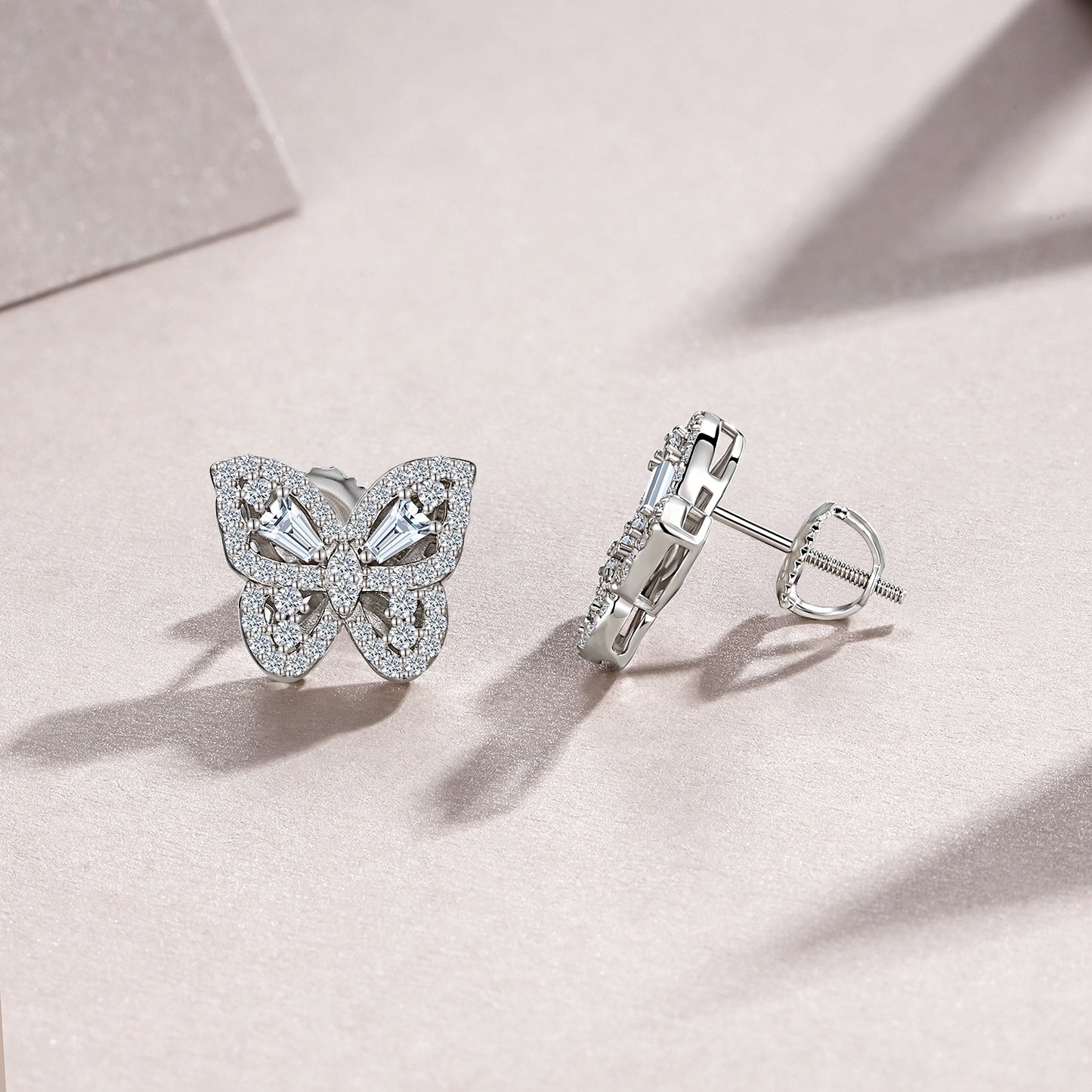 Luxury SIlver Earrings Set Featuring Top-quality Moissanite Stones, Made Of S925 Silver Electroplated With Platinum.