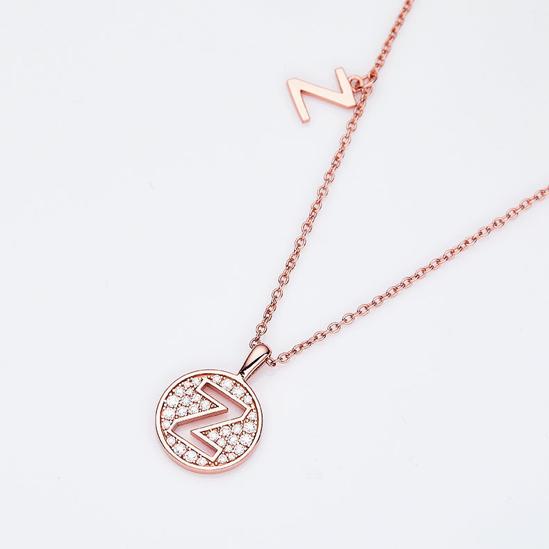 Luxury Initial Letter Necklace Pendant – Z , S925 Silver Rose Gold Plated with Top-Quality Brilliant Moissanite