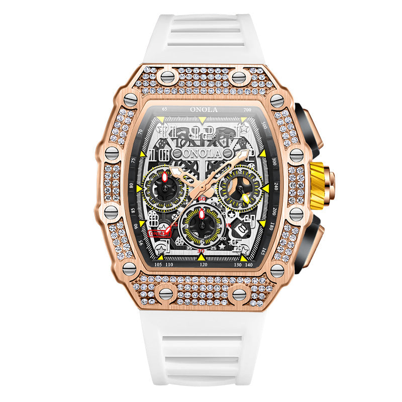 Luxury Full Diamond Mechanical Watch – Elegant Multi-Function Timepiece