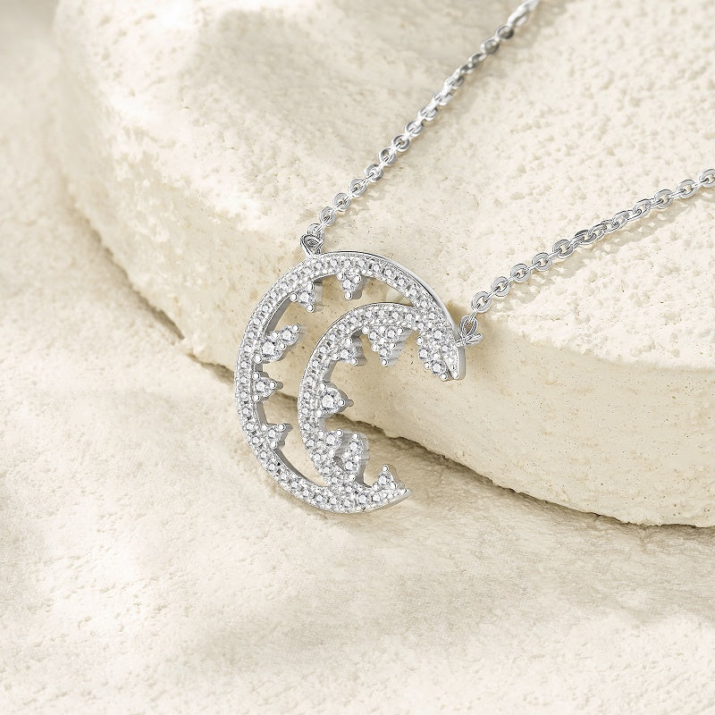 Luxury Silver Necklace Set With Top-quality Moissanite, Made Of S925 Silver Electroplated With Platinum.