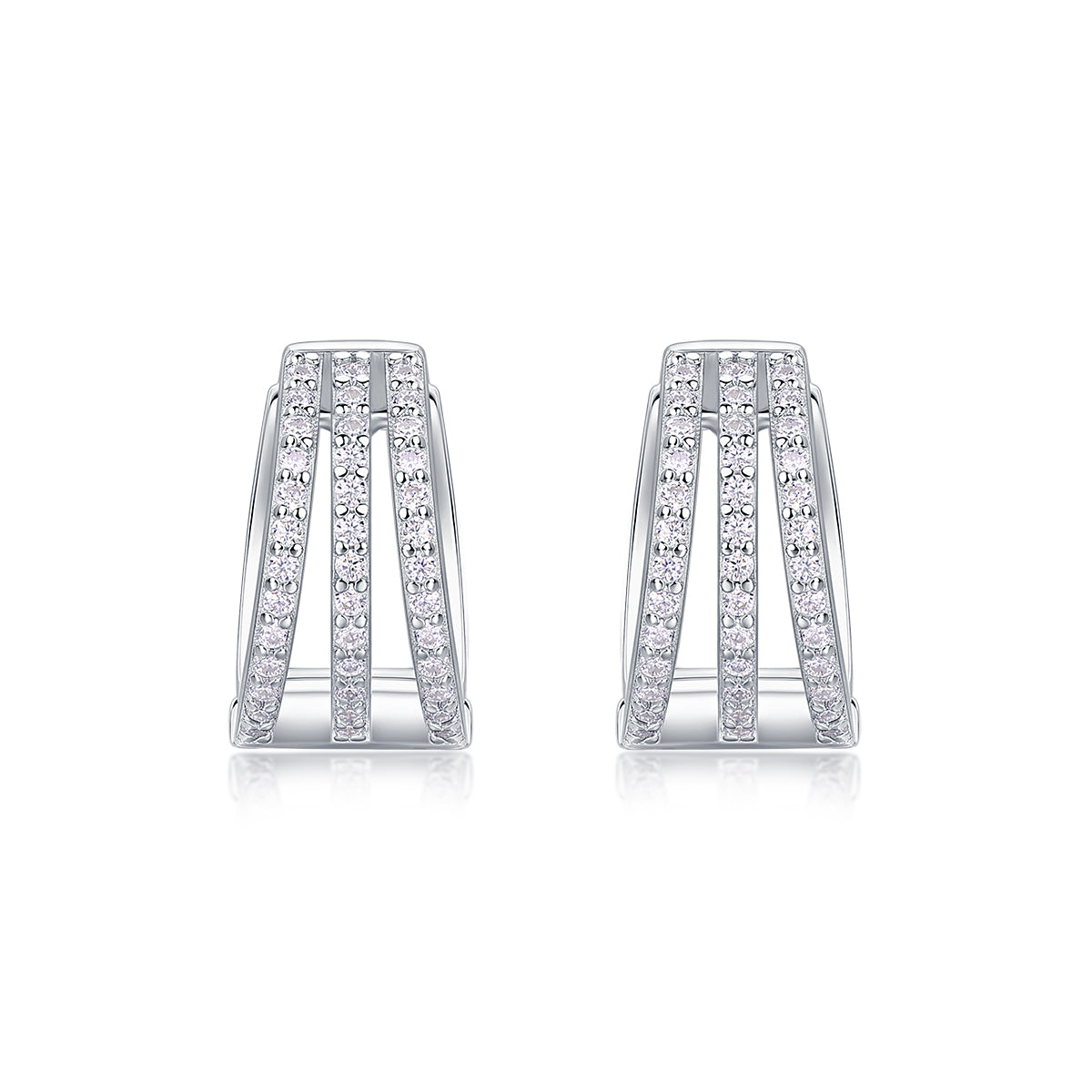 The Beautiful Scenery Of March - Luxury Silver Earrings Set With Top-quality Moissanite D Color VVS,  S925 Silver And Platinum-plated Stud Earrings