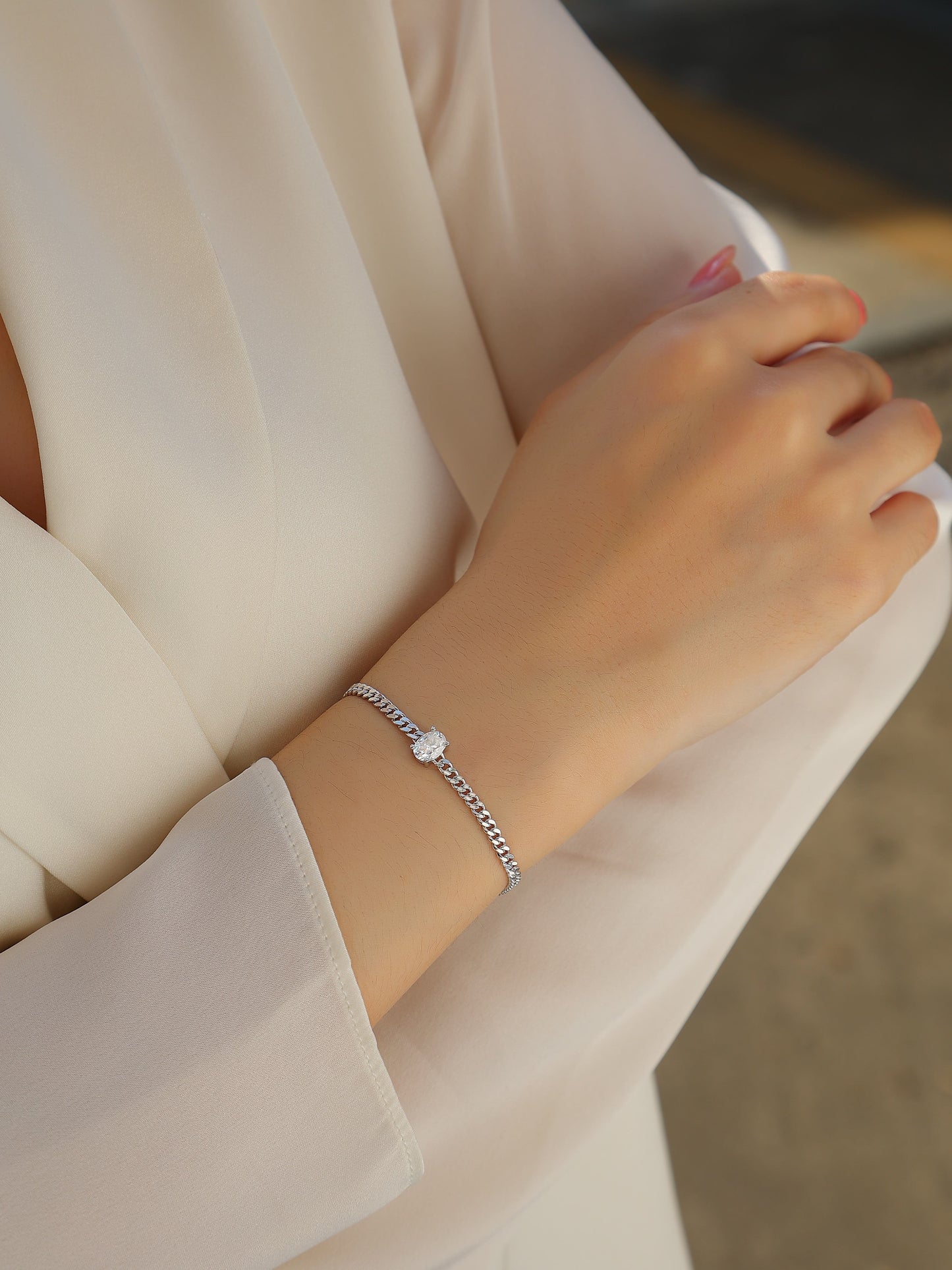 Breakthrough - Set With Top-quality Moissanite, Luxury Silver Bracelet S925 Silver-plated Platinum