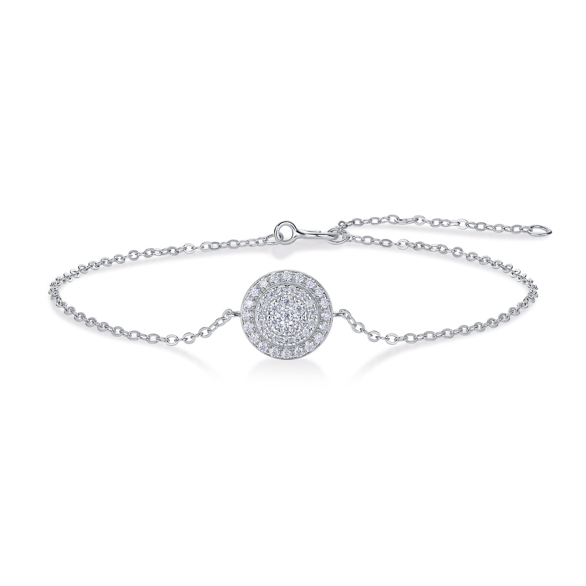 "Chain of Wealth" Circle Bracelet Set With Top-quality Moissanite | S925 Platinum Plated Silver