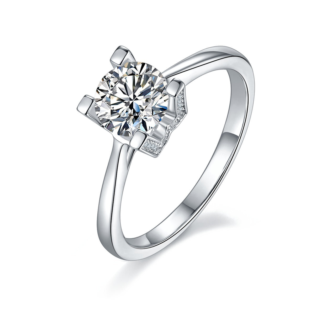 1-carat Luxury Silver Ring Set With Top-quality Moissanite D Color VVS, S925 Silver Plated Platinum