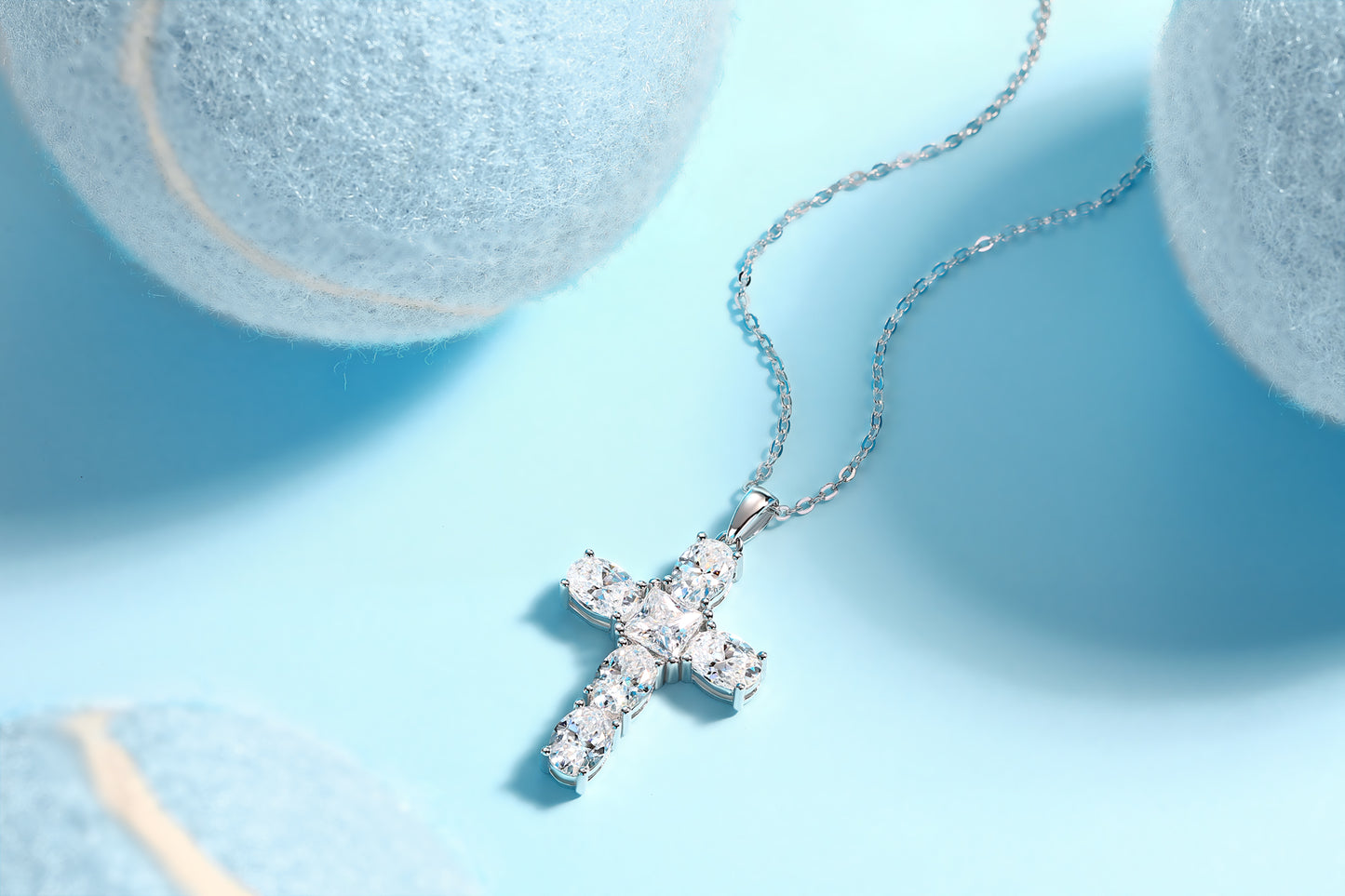 Soul Guidance - Luxury Top-quality Moissanite Cross Necklace – S925 Silver & Platinum Plated