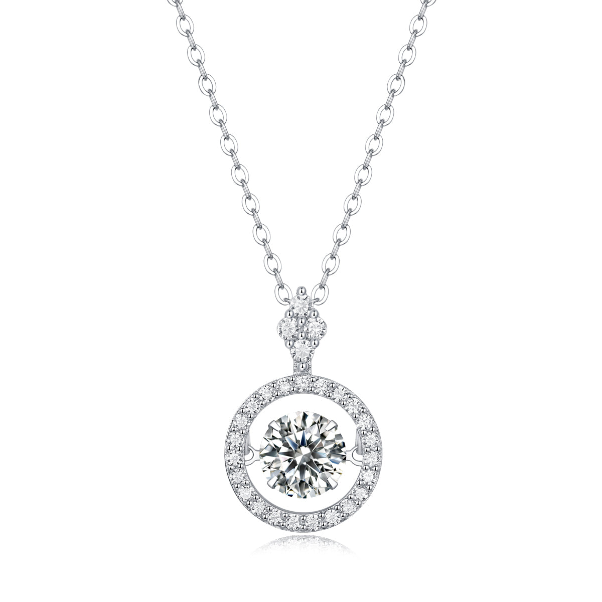 Touch -  1-Carat Moissanite Pendant Necklace – S925 Sterling Silver with Platinum Plating