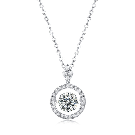 Touch -  1-Carat Moissanite Pendant Necklace – S925 Sterling Silver with Platinum Plating