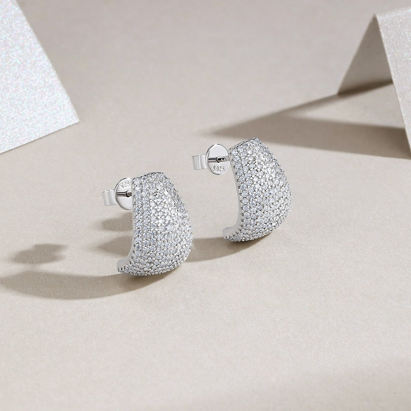 Top-quality Moissanite Luxury Silver Stud Earrings S925 Silver Plated Platinum