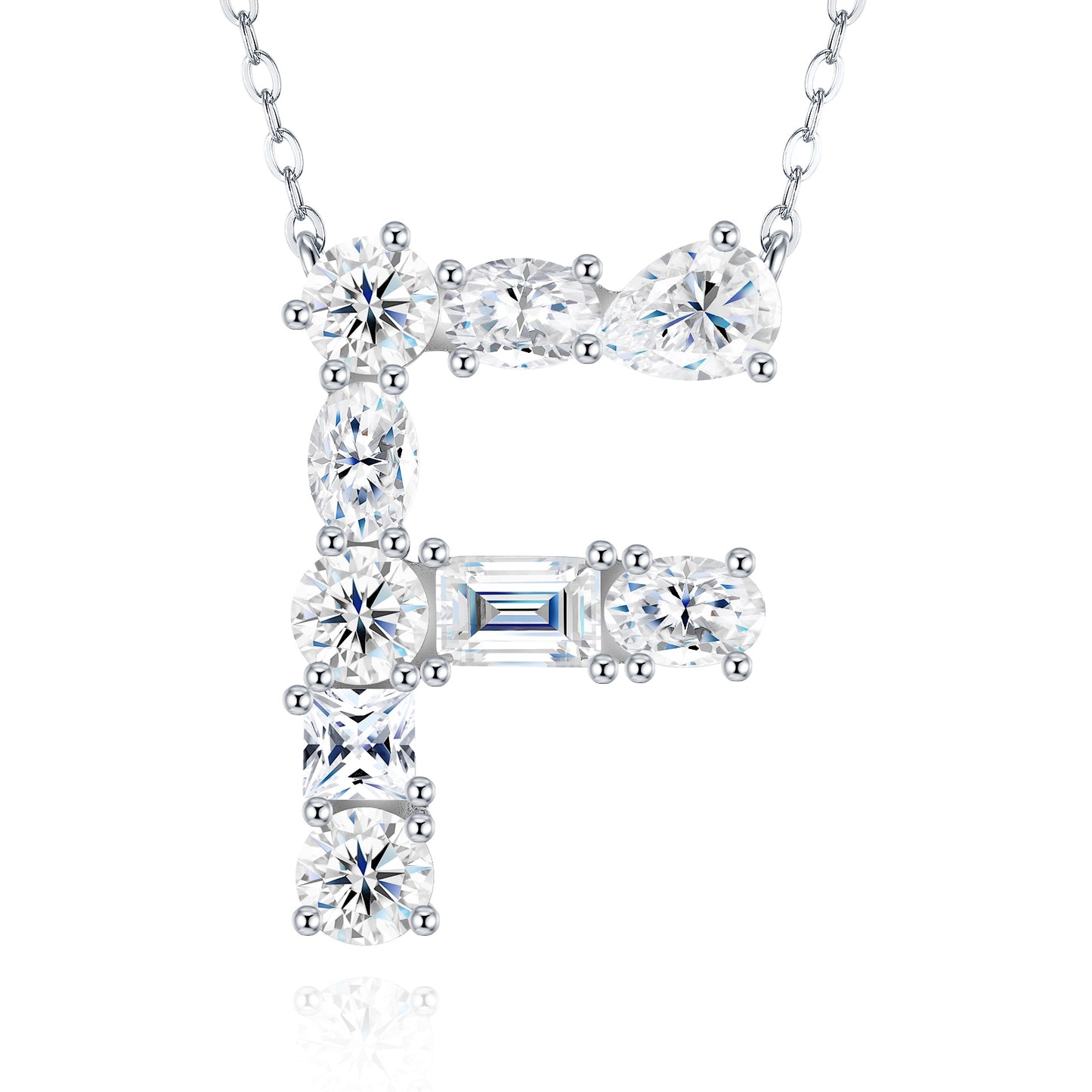 26-Letter - F - Luxury Necklace  Featuring Top-quality Moissanite D Color VVS, Made Of S925 Silver Electroplated With Platinum.