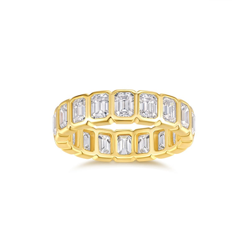 Luxury Silver Ring Set With Top-quality Moissanite, S925 Silver Electroplated With Gold