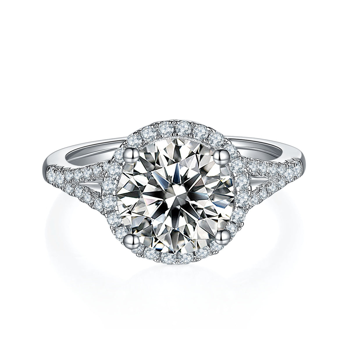 3-carat Luxury Silver Ring Set With Top-quality Moissanite D Color VVS , S925 Silver Plated With Platinum