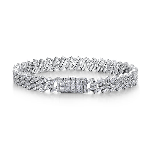 Set With Top-quality Moissanite, This Luxurious And Fashionable Light Luxury Jewelry Silver Bracelet Is Made Of S925 Silver Electroplated With Platinum