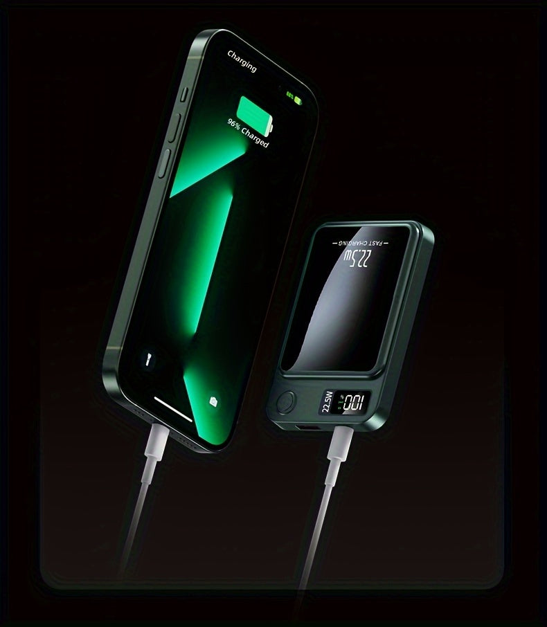 Ultra-Thin Magnetic Wireless Power Bank 10000mAh – 22.5W Super Fast Charging, PD 20W, 15W Wireless, LED Display, USB-C & Dual USB