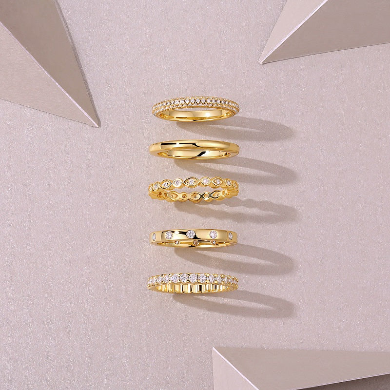 Morning Light Gold Ring - Luxury Silver Ring Set With Top-quality Moissanite D Color VVS,  S925 Silver And Gold-plated Diamond Ring