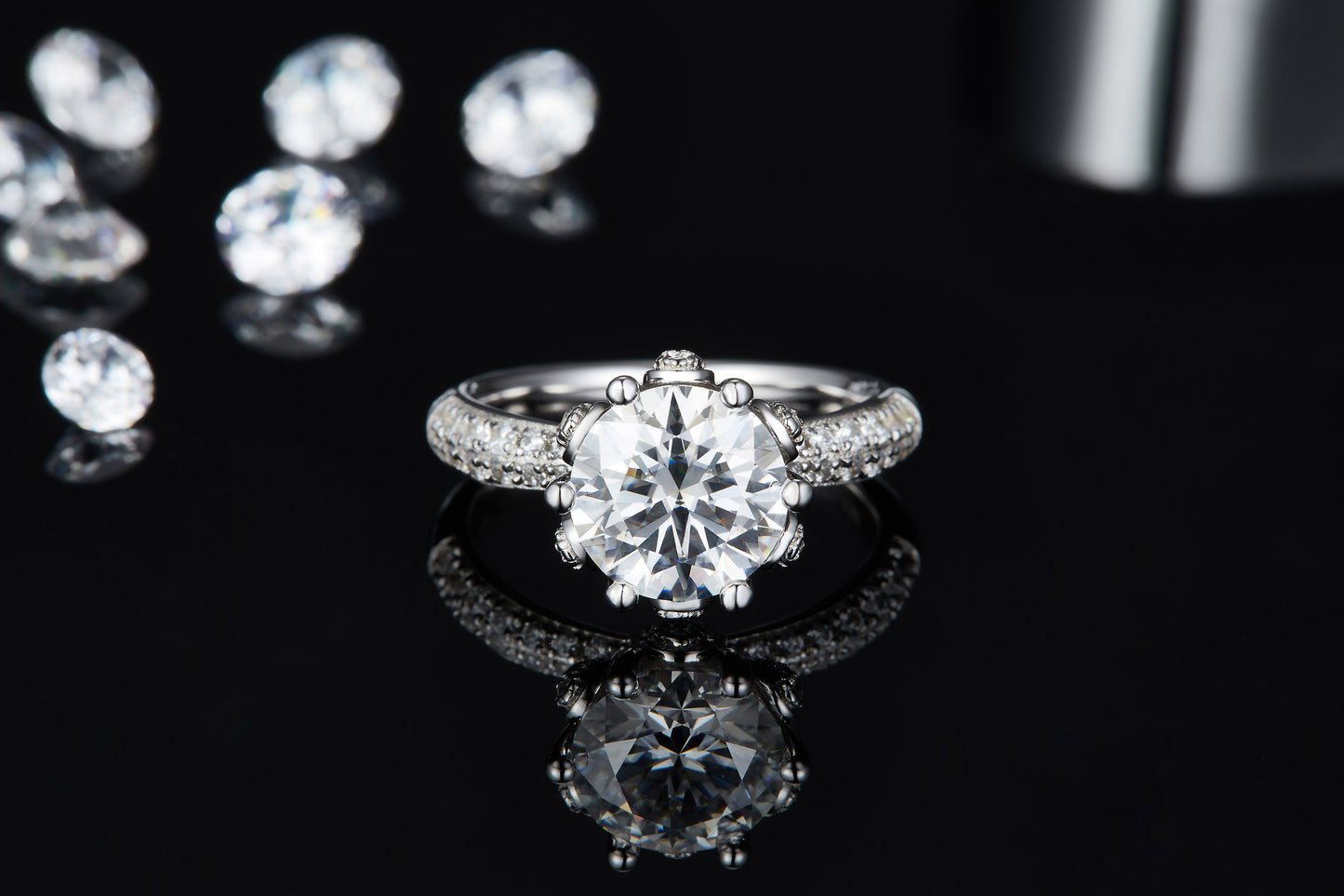 3-carat Luxury  Silver Ring Set With Top-quality Moissanite D Color VVS, S925 Silver Plated With Platinum